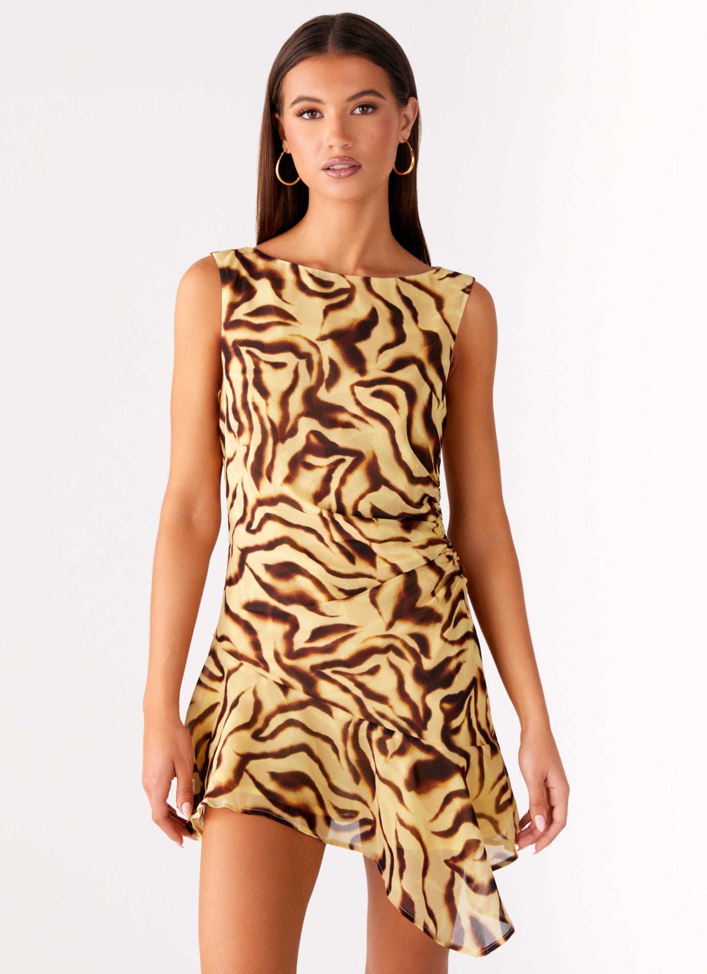 Maris Asymmetrical Mini Dress - Laguna Print