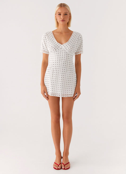 Marlowe Mini Dress - White Polkadot