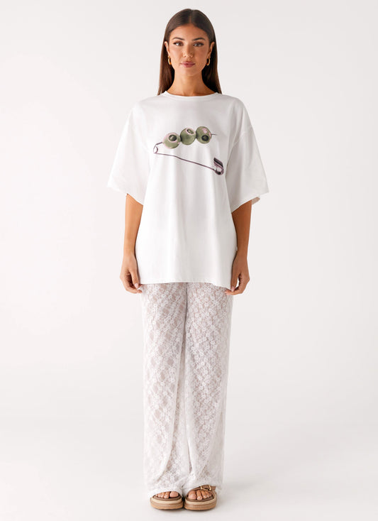 Matcha Lace Pants - White