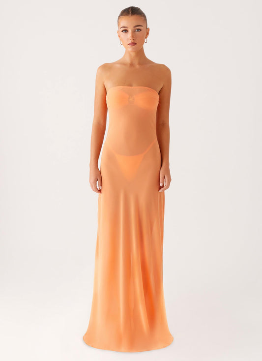 Mattie Strapless Maxi Dress - Orange
