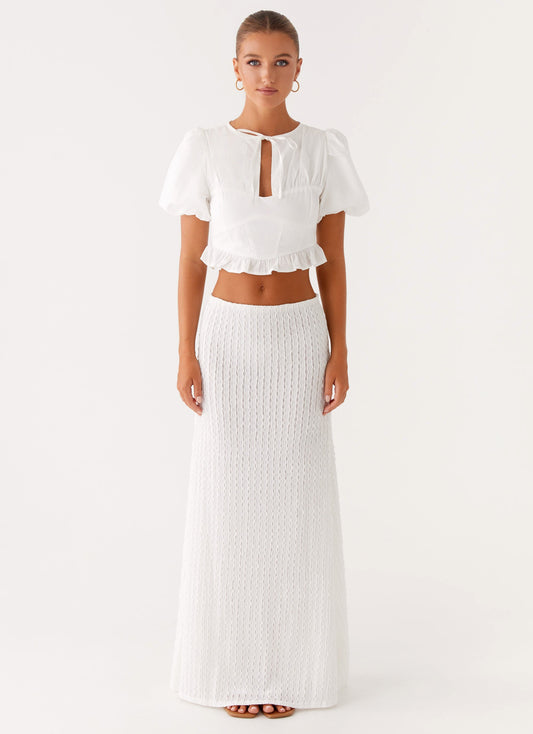 Megan Balloon Sleeve Top - White