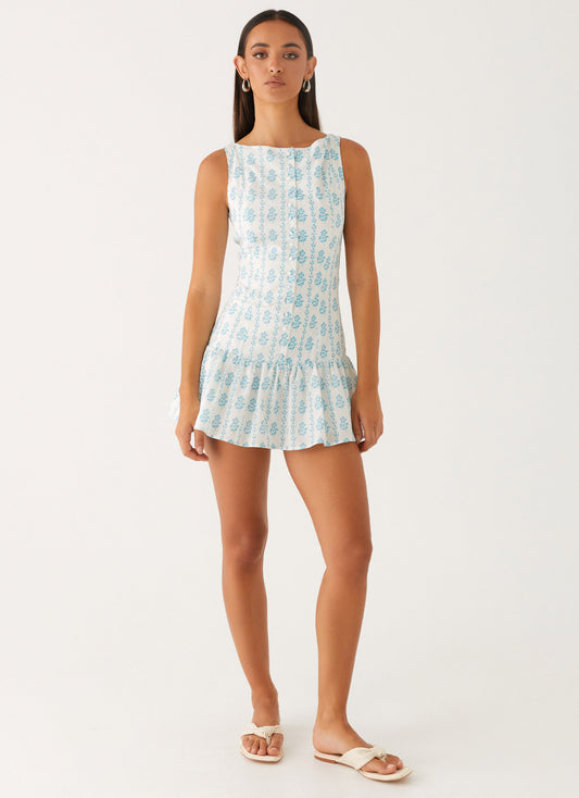 Meggie Linen Mini Dress - Sweet Daydream Print