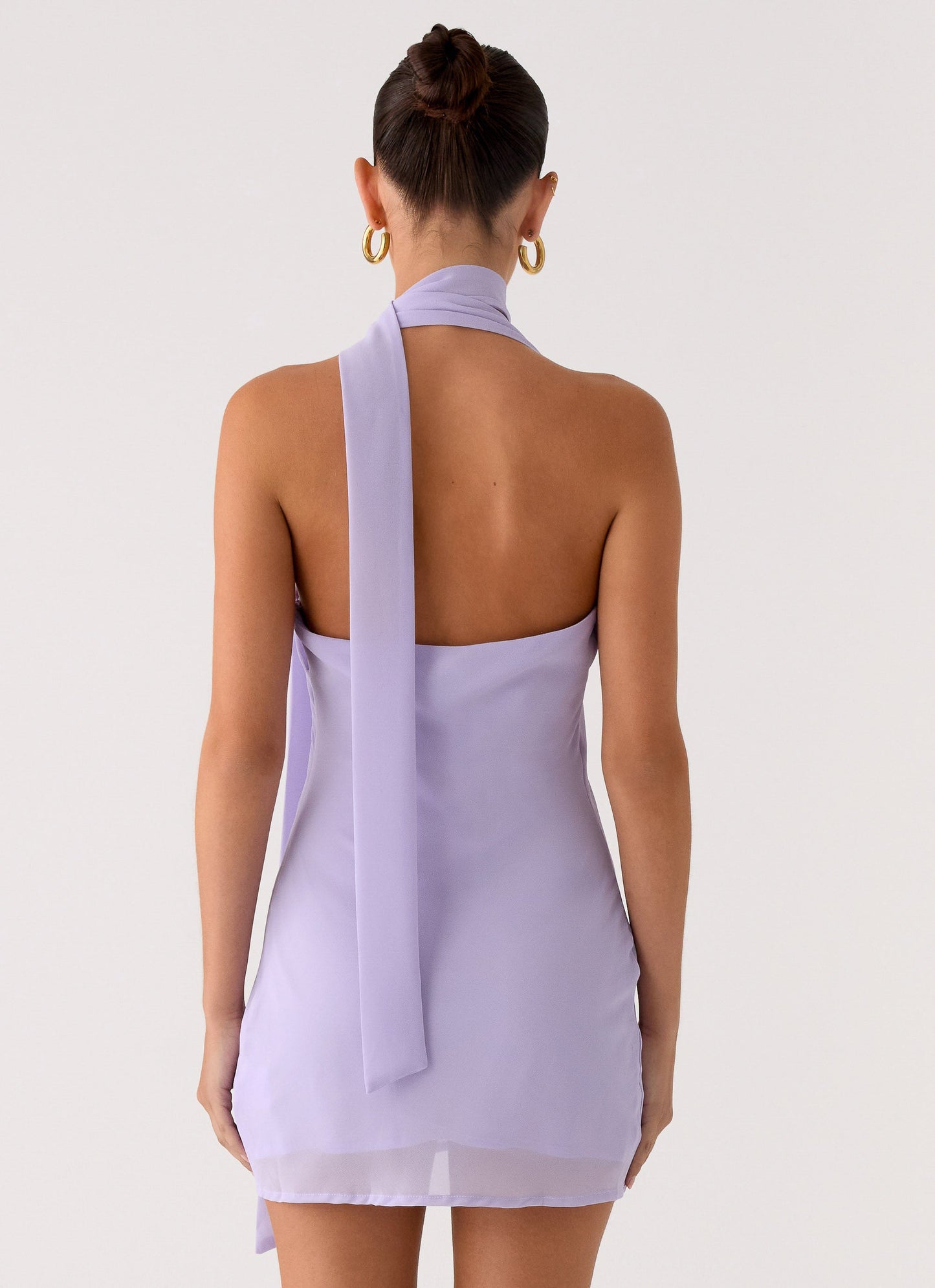 Melisande Scarf Neck Mini Dress - Lavender