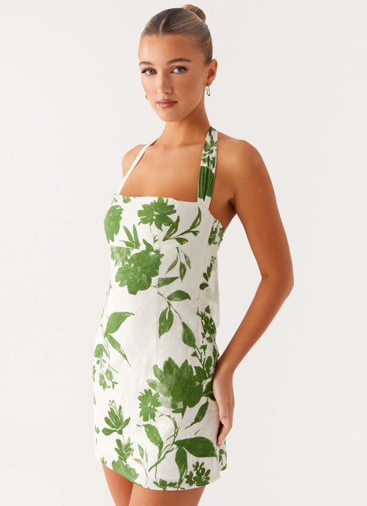Melora Cotton Mini Dress - Verdant Bloom