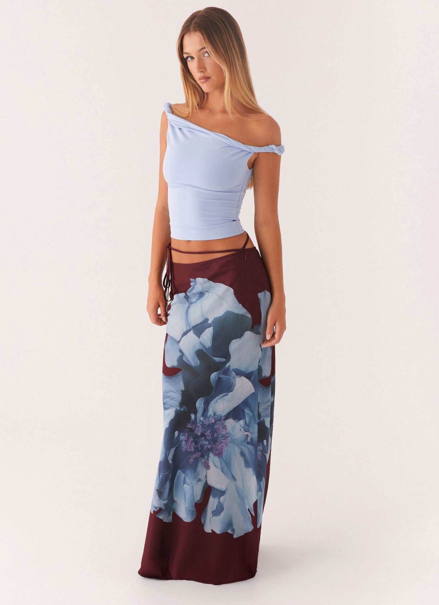 Michelle Maxi Skirt - Maroon Print