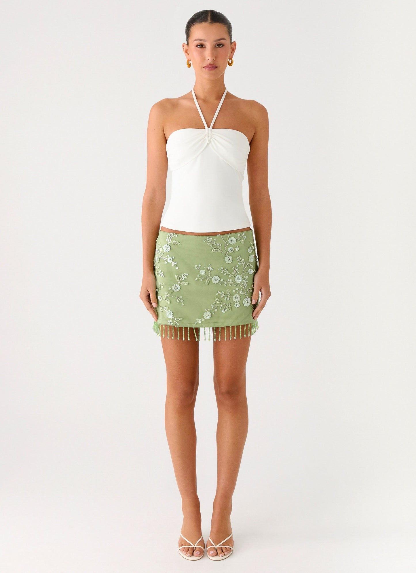 Midnight Tide Tie Side Mini Skirt - Green