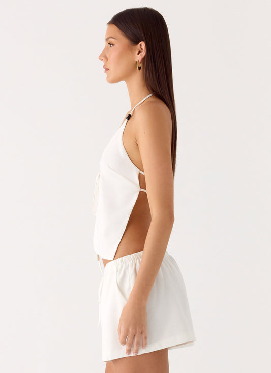 Millo Tie Halter Top - Ivory