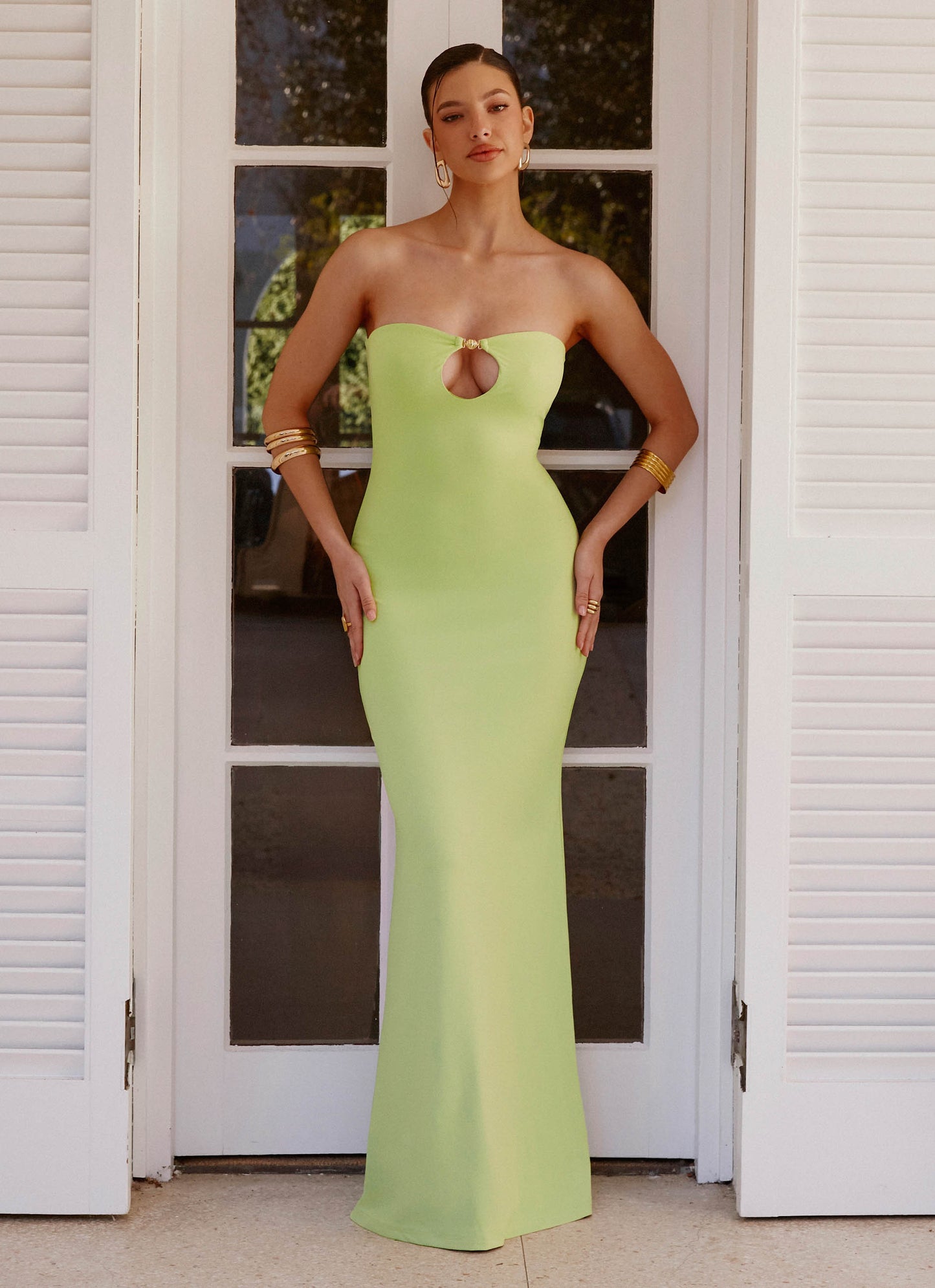 Moara Cut Out Maxi Dress - Lime Green