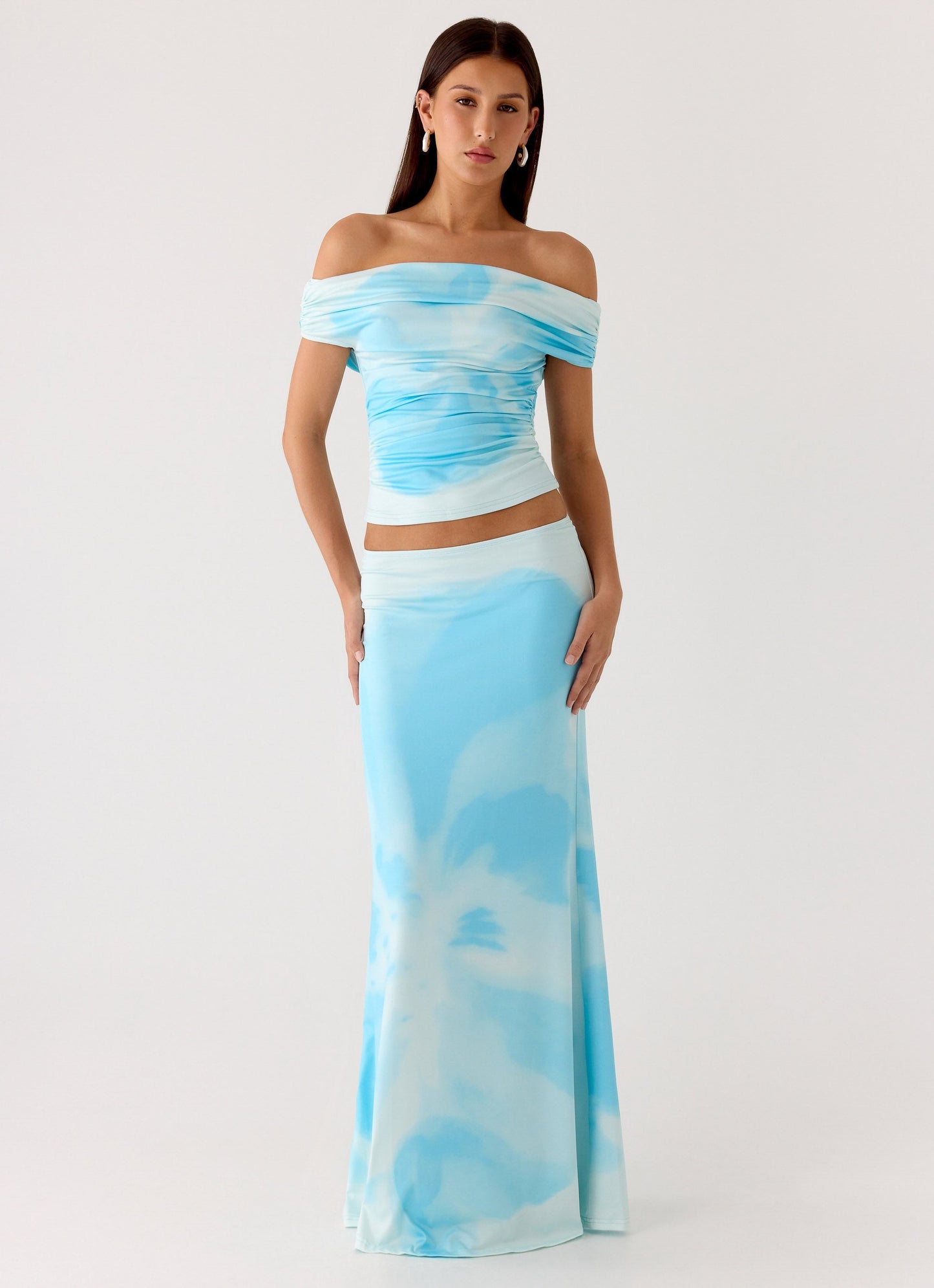 Moka Off Shoulder Top - Blooming Blue