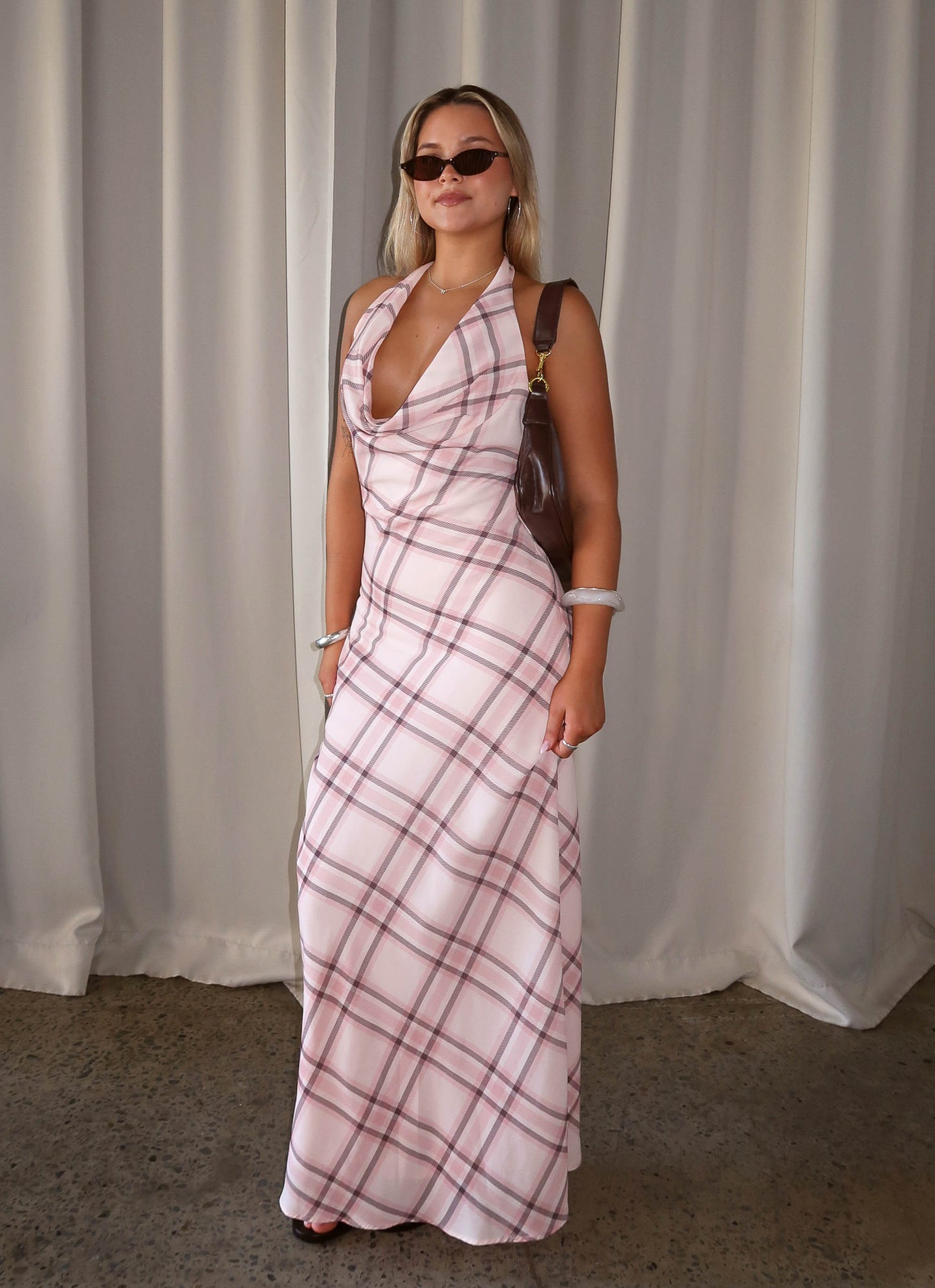 Muse Maxi Dress - Pink Check