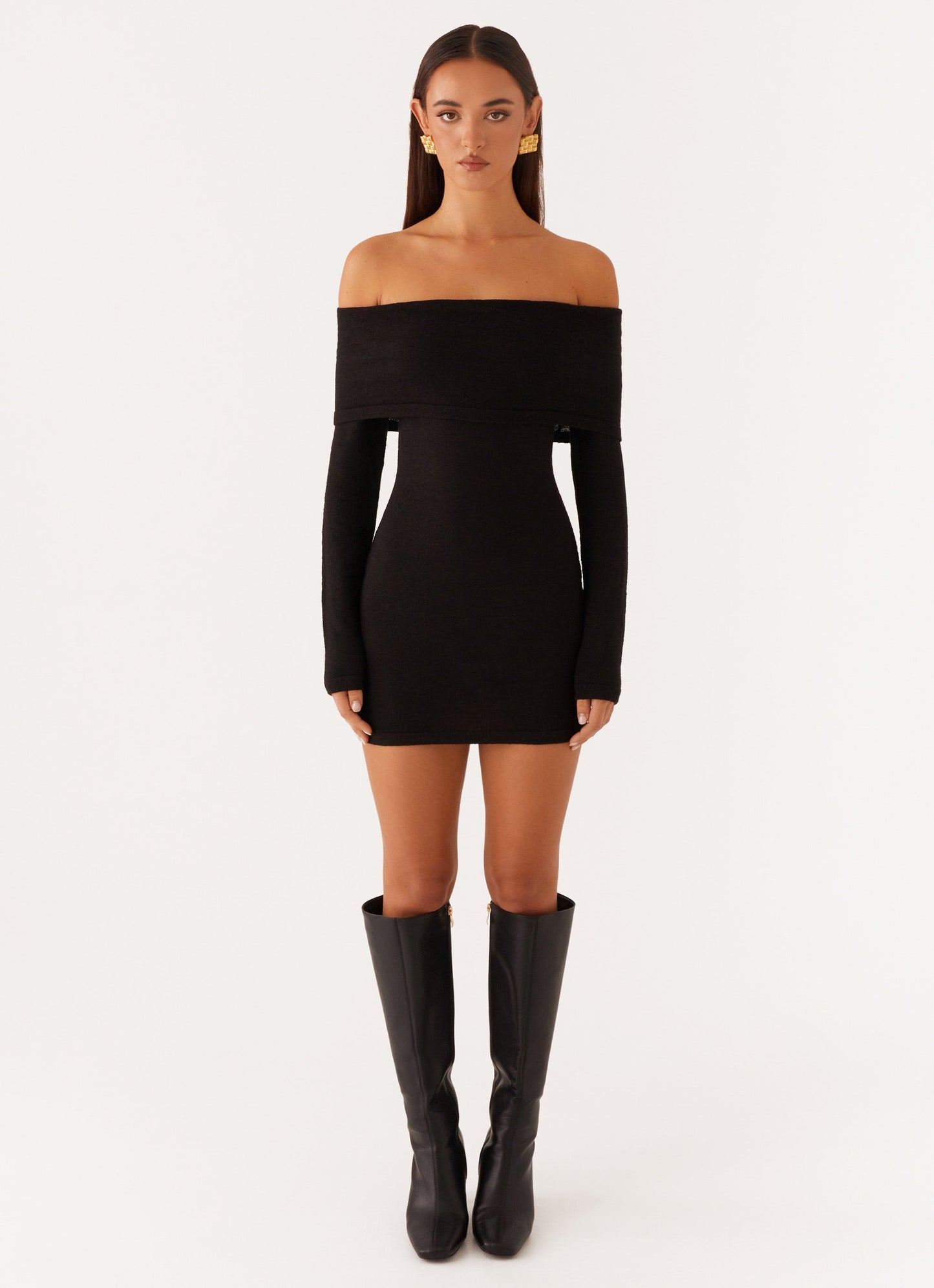 Myla Off Shoulder Mini Dress - Black