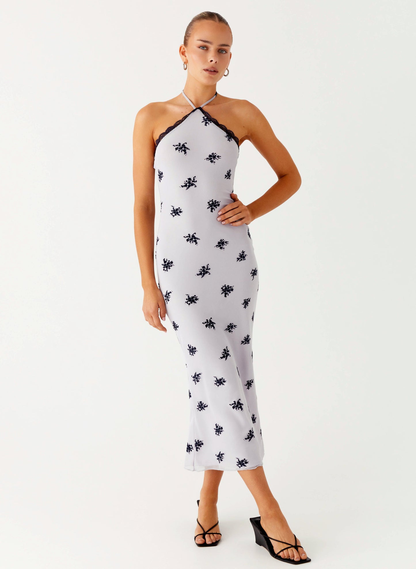 Nestel Flock Halter Midi Dress - Lilac