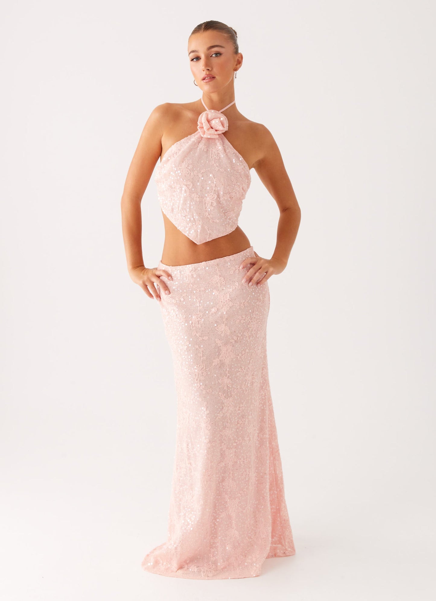 Nico Sequin Maxi Skirt - Pink