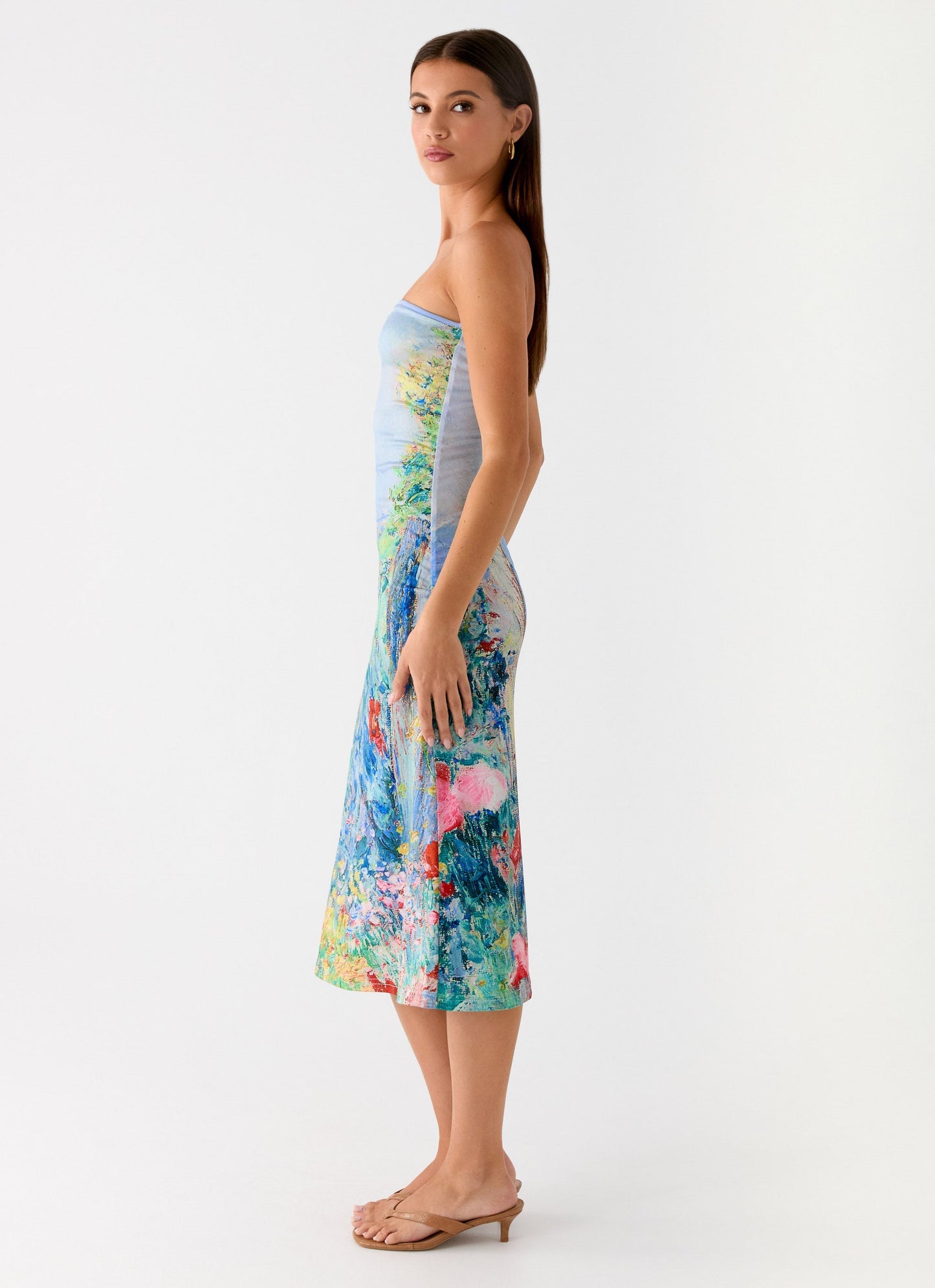 Niko Strapless Midi Dress - Spring Garden