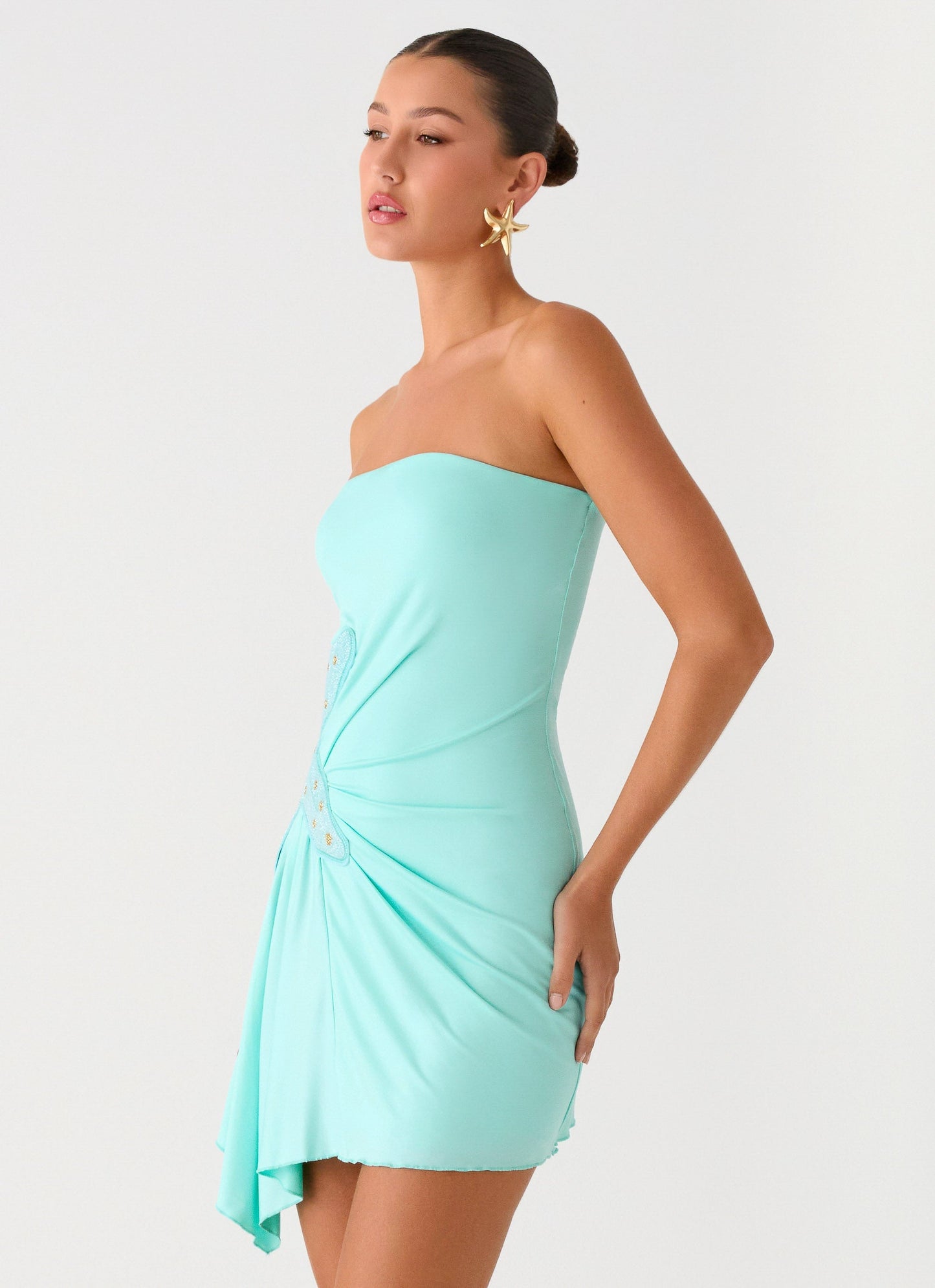 Ocean Dream Strapless Mini Dress - Turquoise