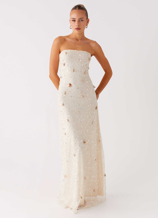 Orelli Shell Sequin Knit Maxi Dress - Ivory