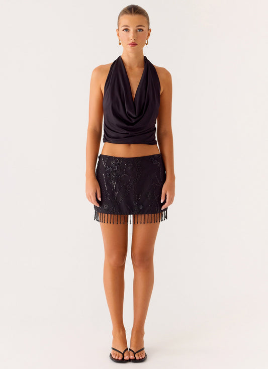 Overload Beaded Mini Skirt - Black