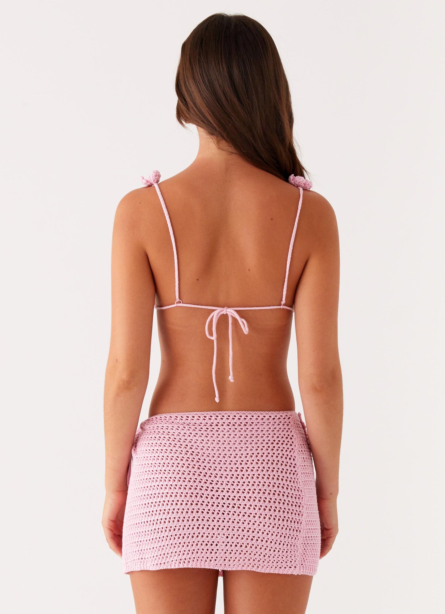 Palazzo Crochet Wrap Skirt - Pink