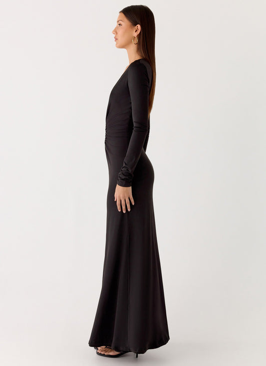 Palm Haze Maxi Dress - Black