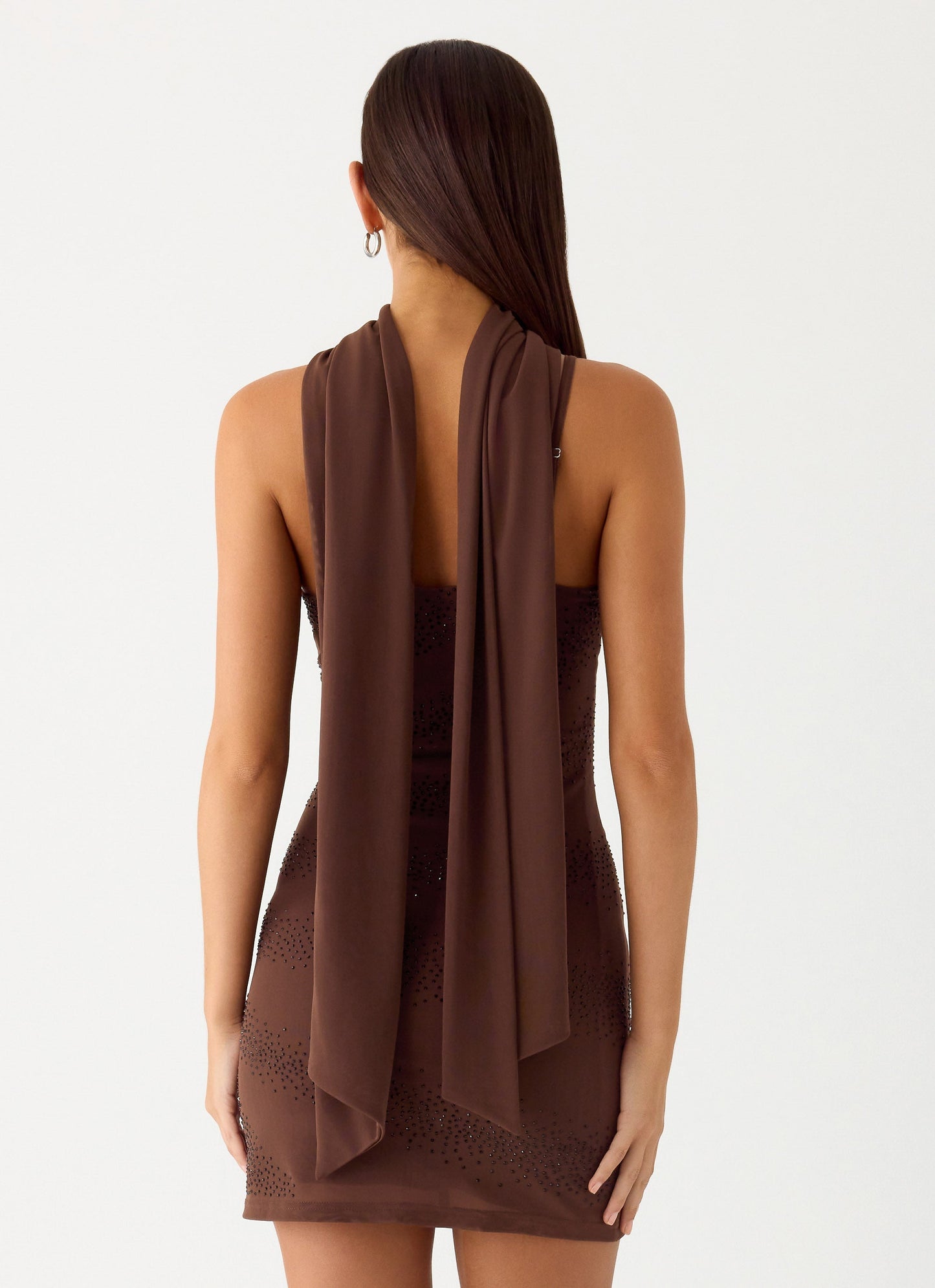 Paloma Days Beaded Scarf Mini Dress - Chocolate