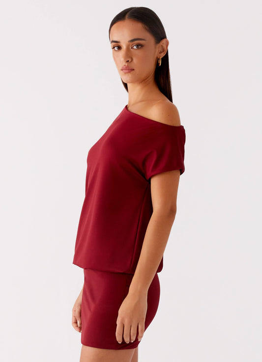 Paulie Mini Dress - Maroon