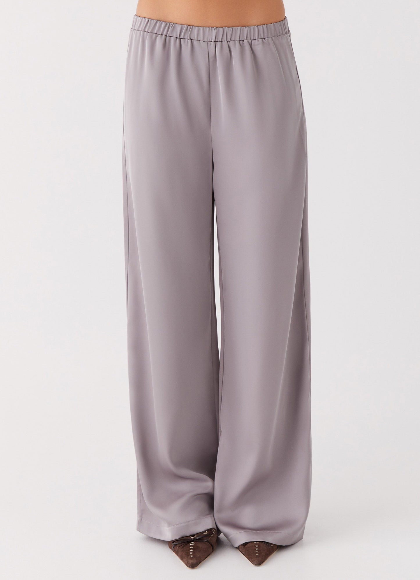 Palm Cove Satin Pants - Grey