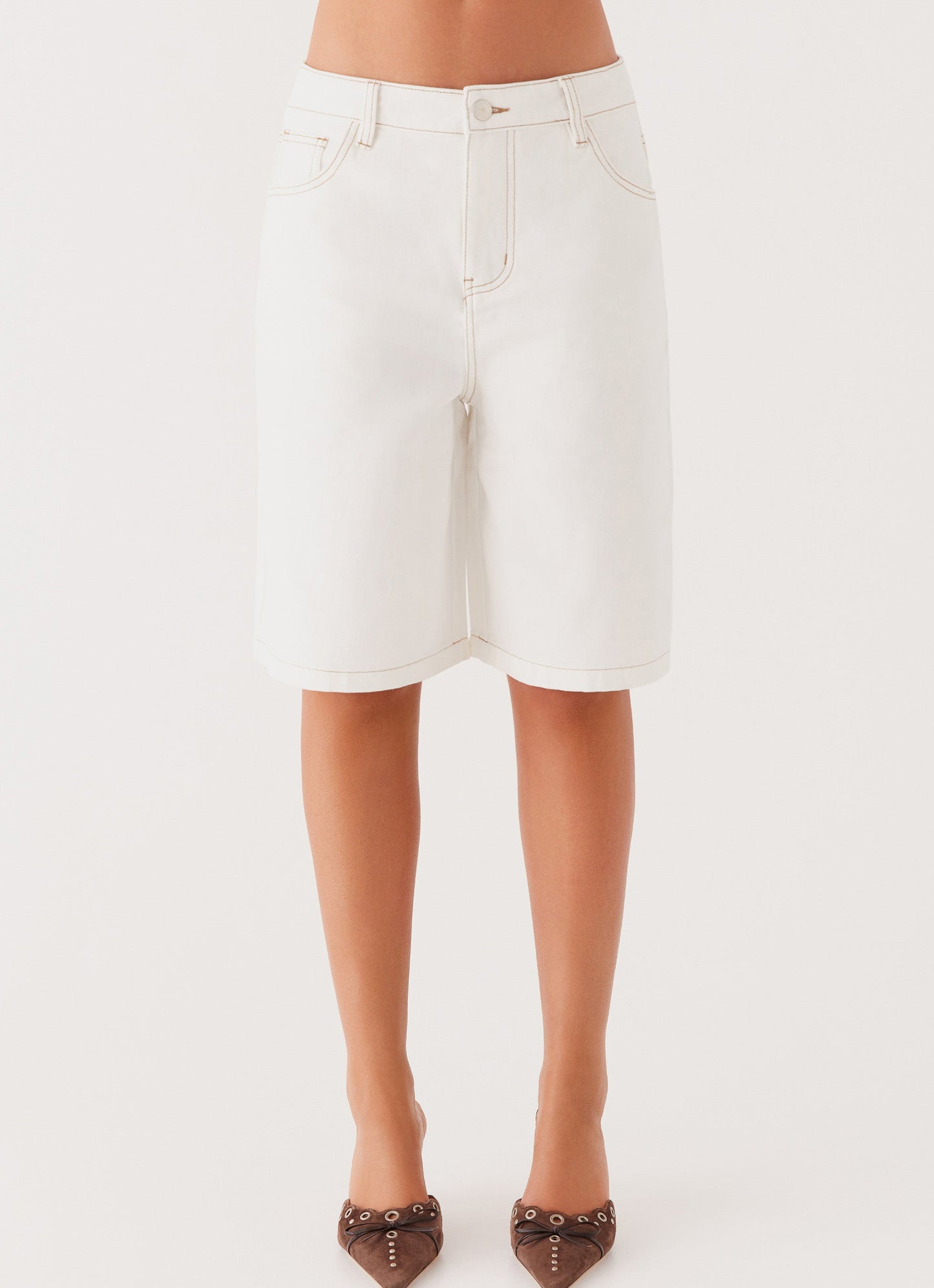 Lottie Low Rise Jorts - White