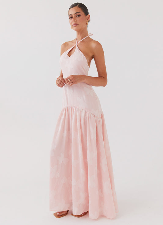 Blushed Cross Neckline Maxi Dress - Pink Petal