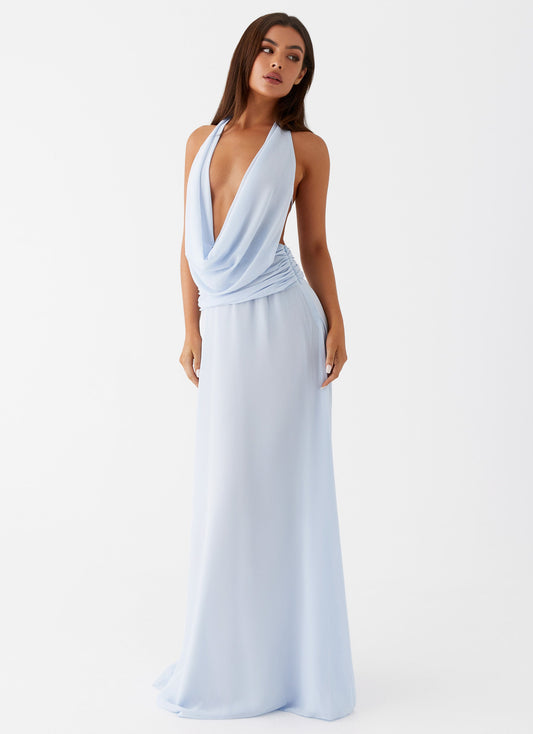 Elysia Chiffon Maxi Dress - Baby Blue