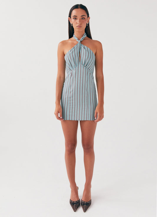 Sabine Linen Mini Dress - Coastal Stripe