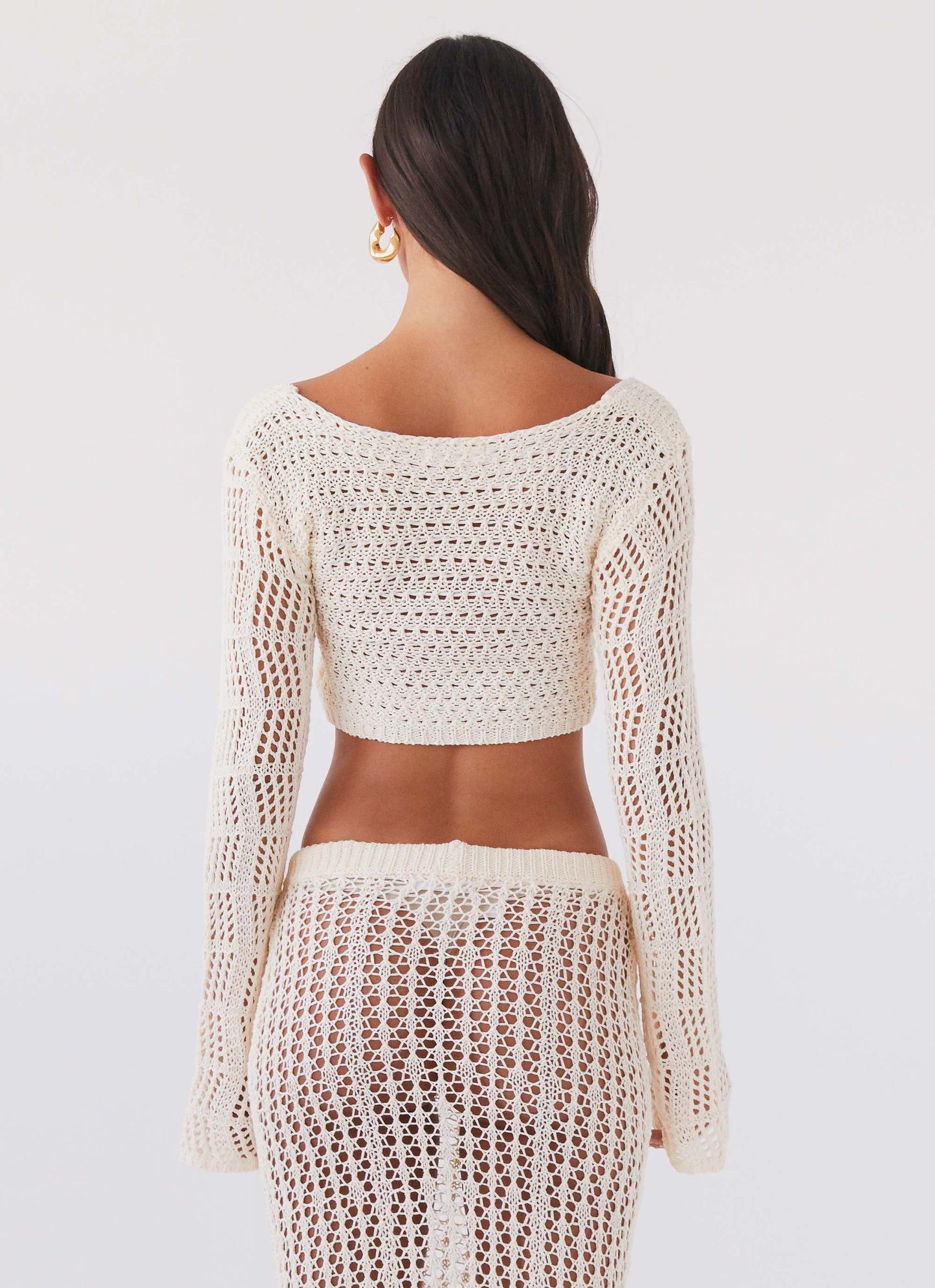Rosalina Crochet Long Sleeve Top - Natural