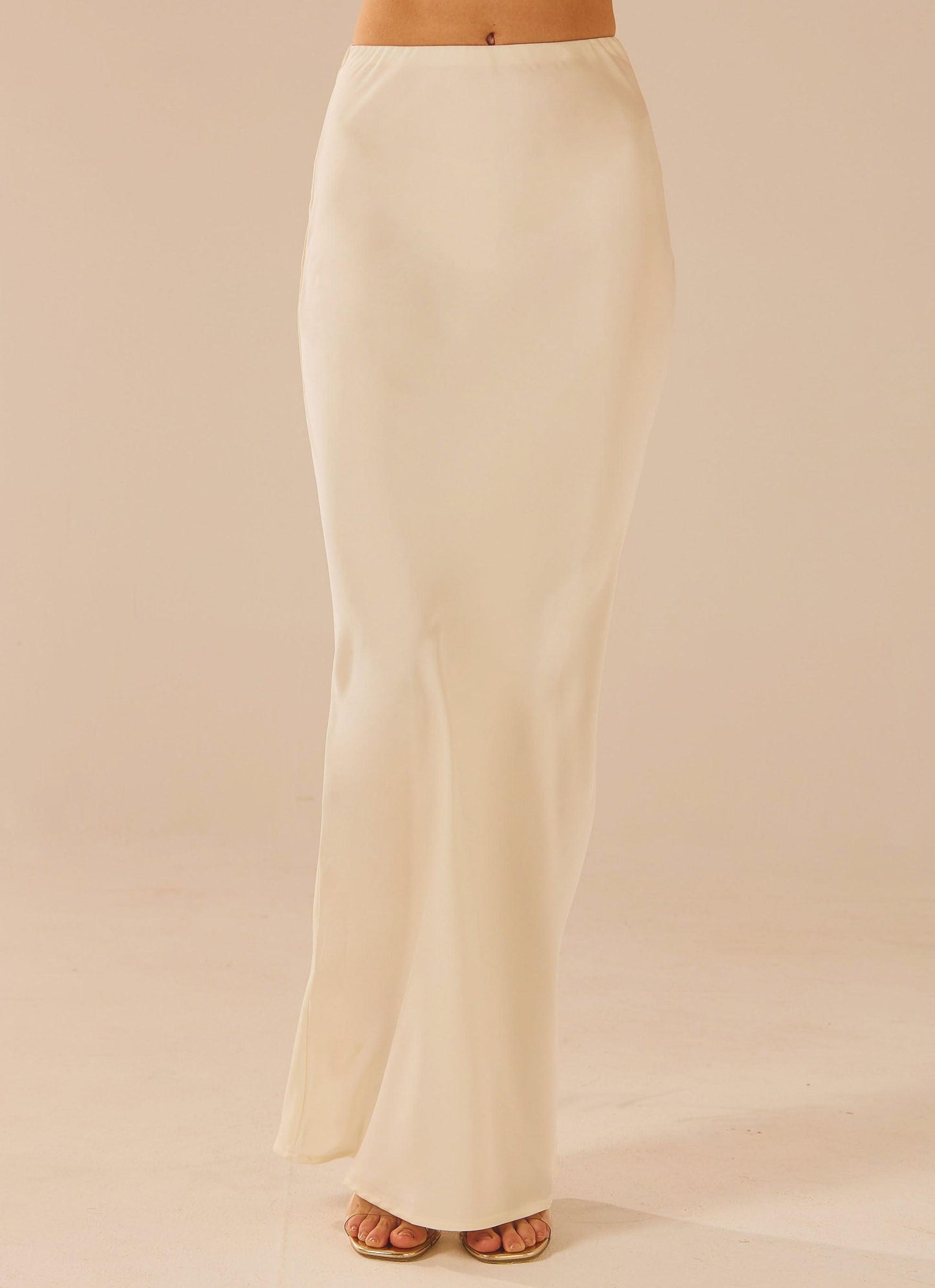 Aria Satin Maxi Skirt - Pearl