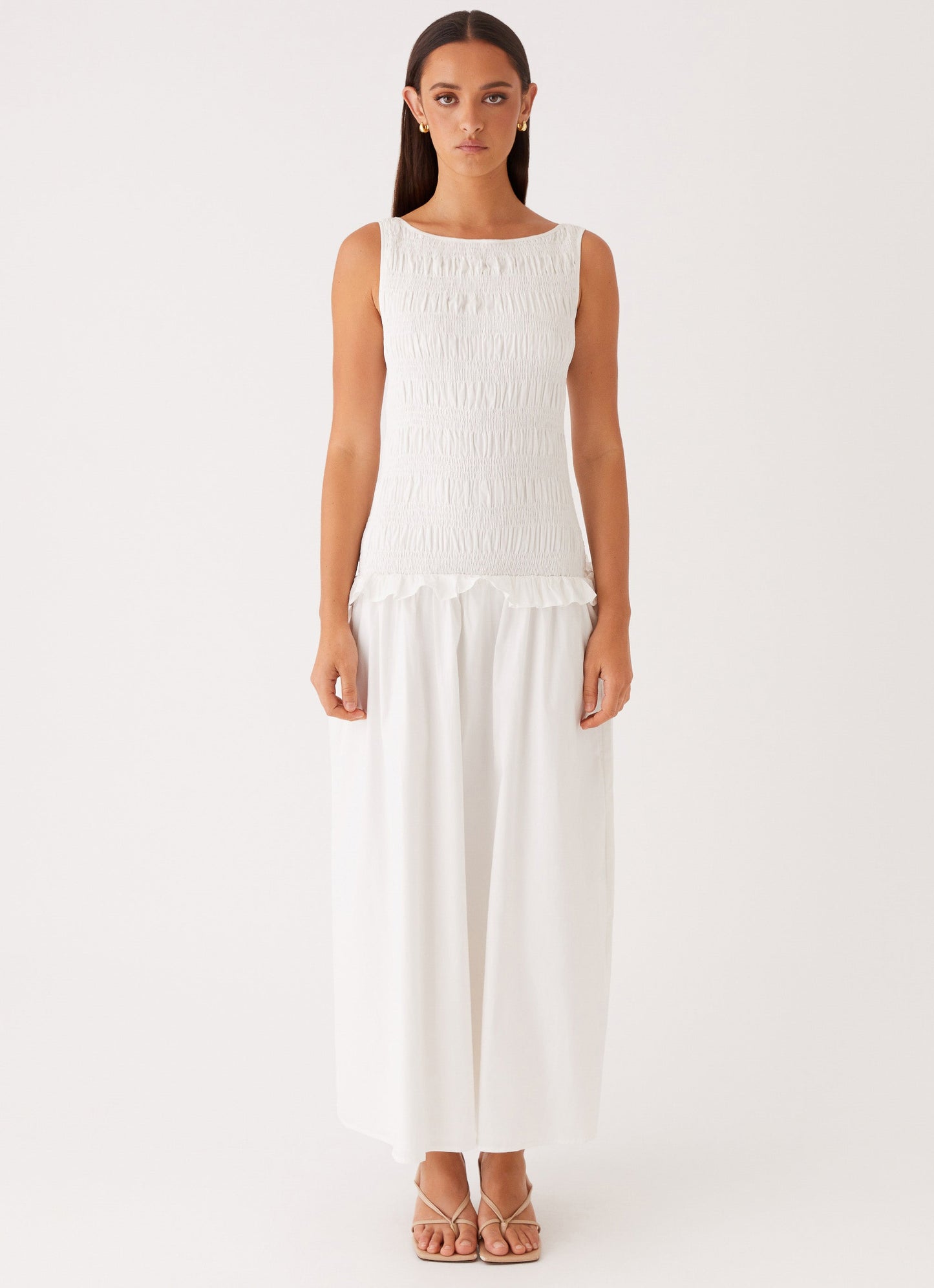Vienna Anna Ruffle Maxi Dress - Ivory