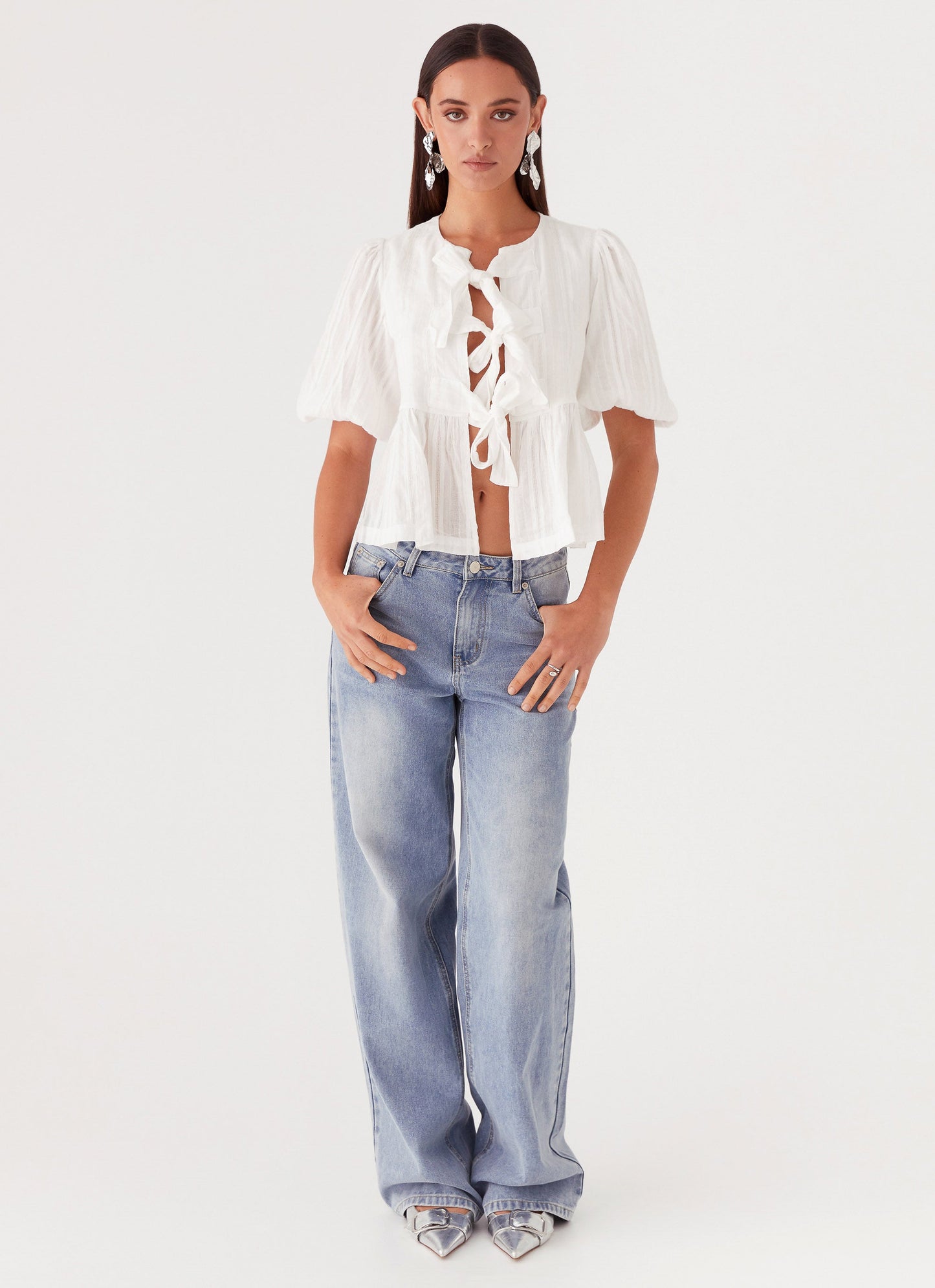 Western Wind Tie Top - White