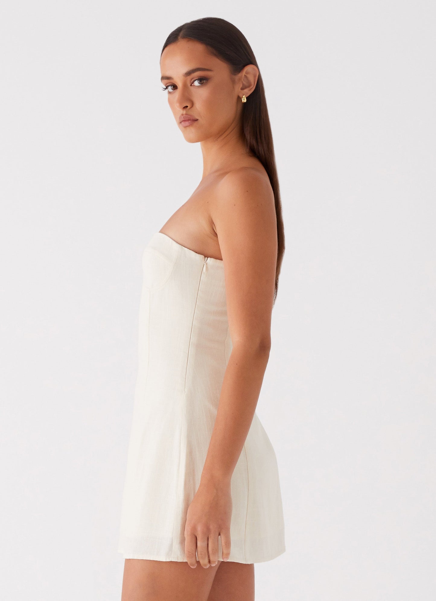 Do It That Way Linen Mini Dress - Ivory