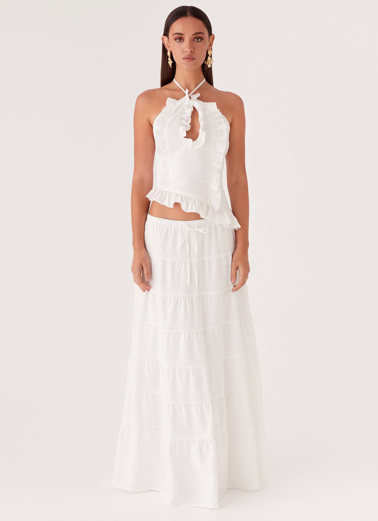 Mariella Linen Maxi Skirt - White