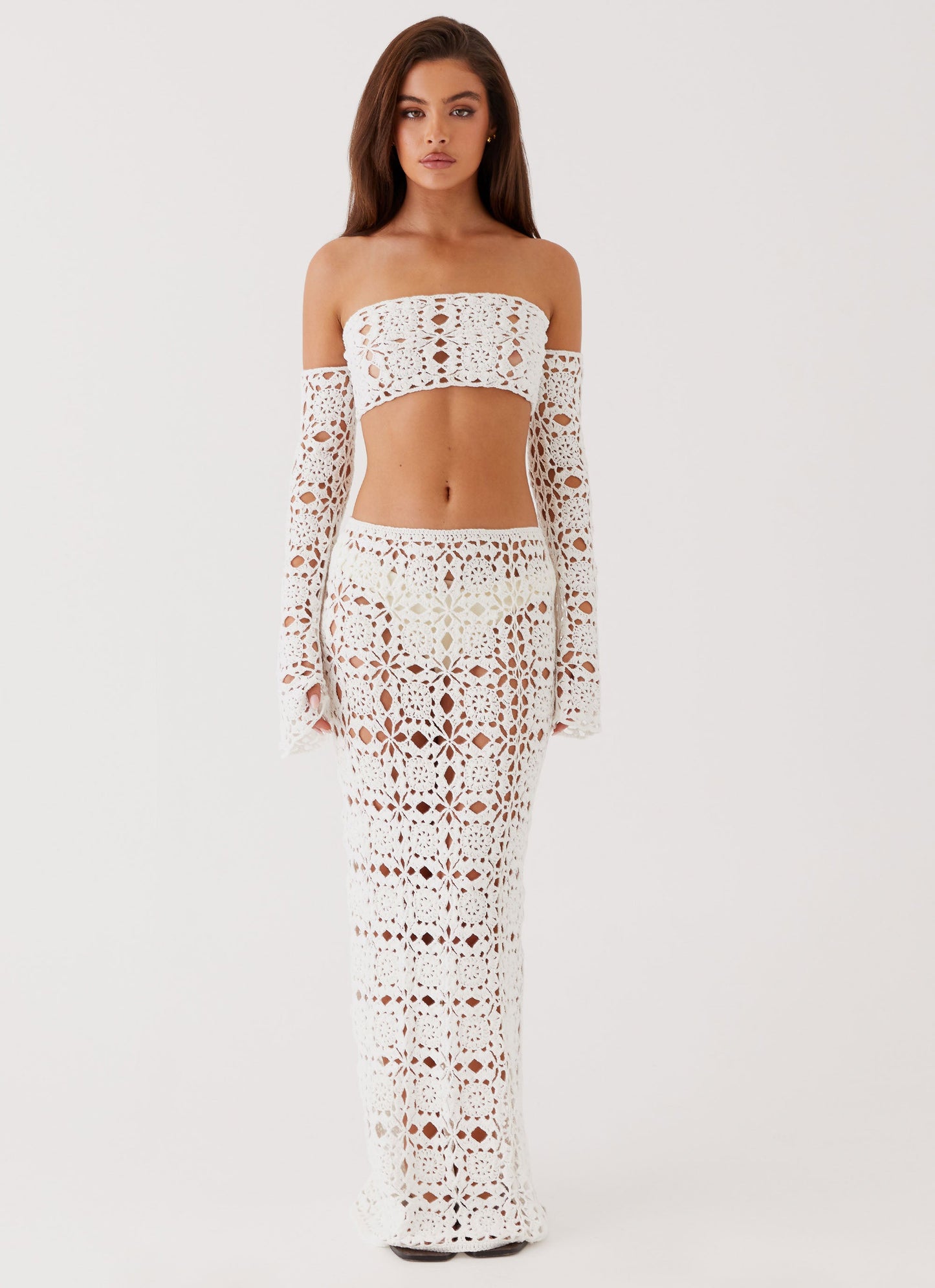 Sorrentino Crochet Maxi Skirt - White