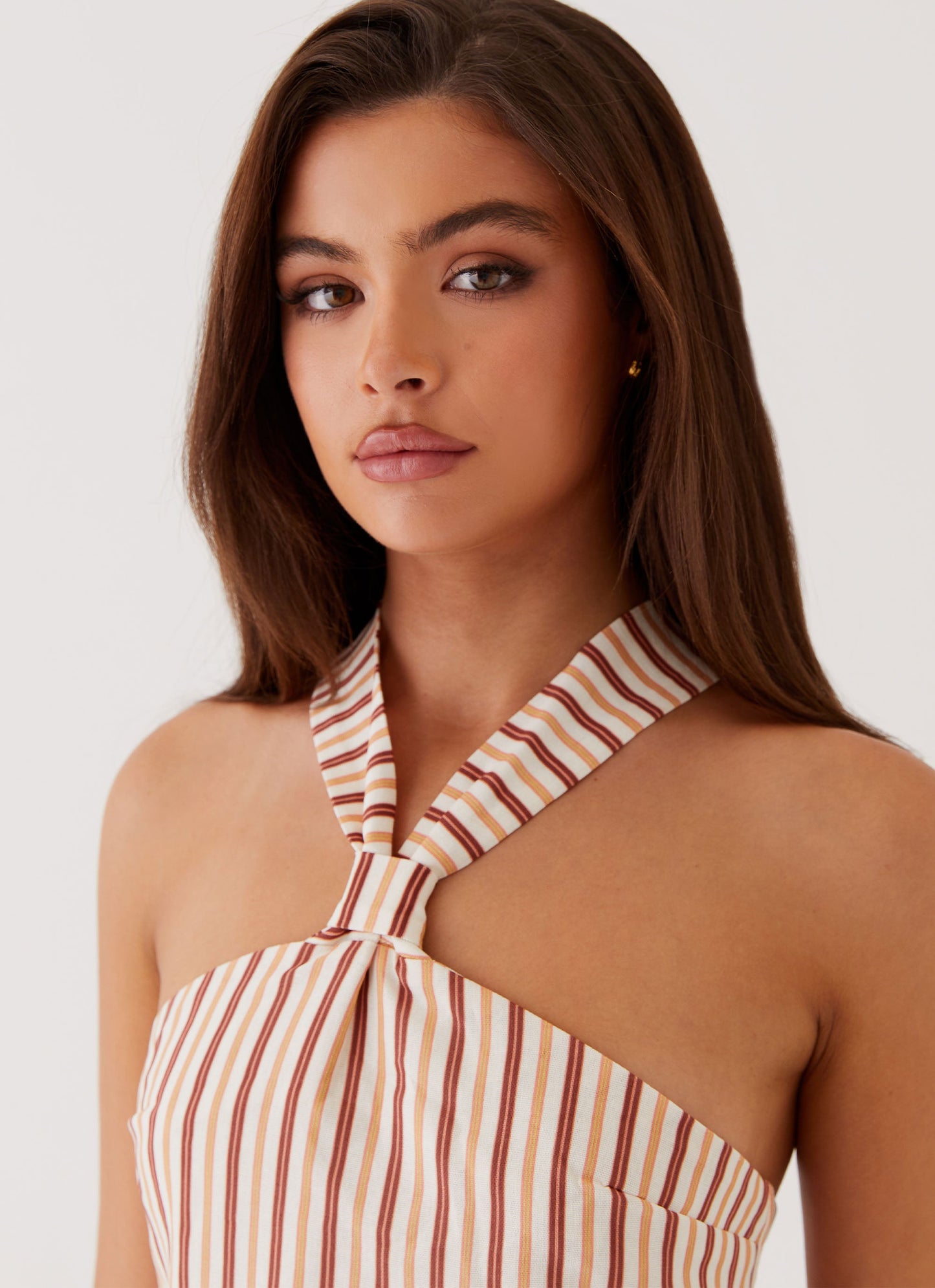 Keira Linen Mini Dress - Passionfruit Stripe
