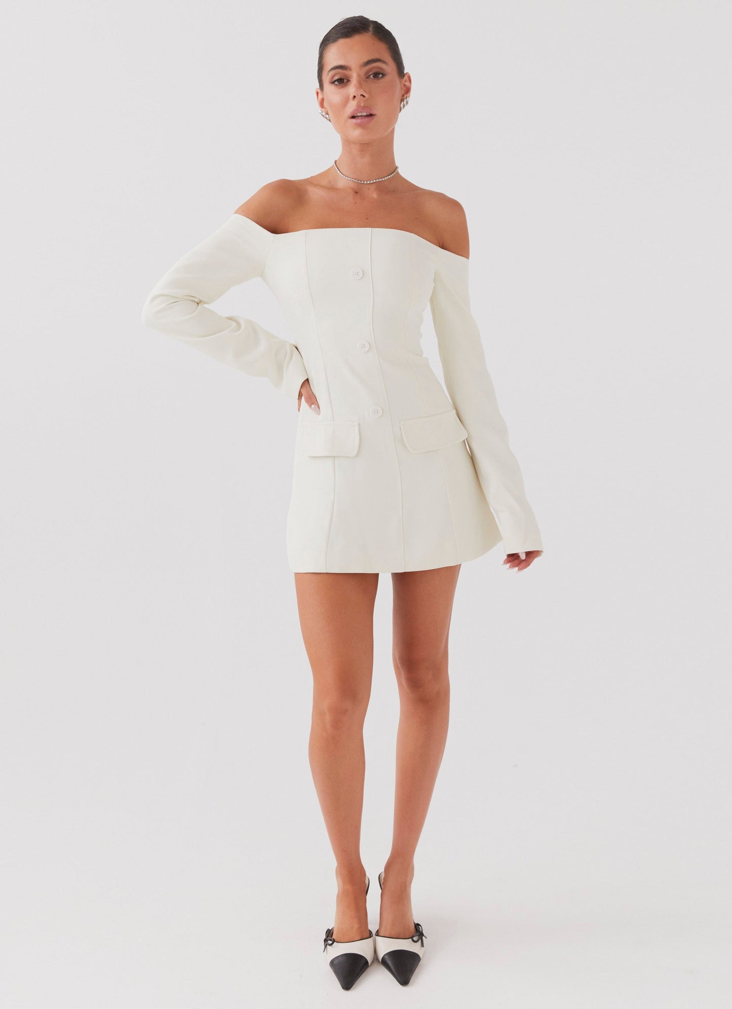 Dominique Blazer Mini Dress - Ivory