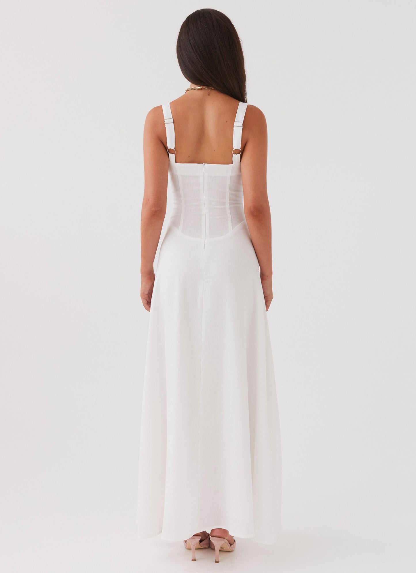 Lucie Linen Maxi Dress - White