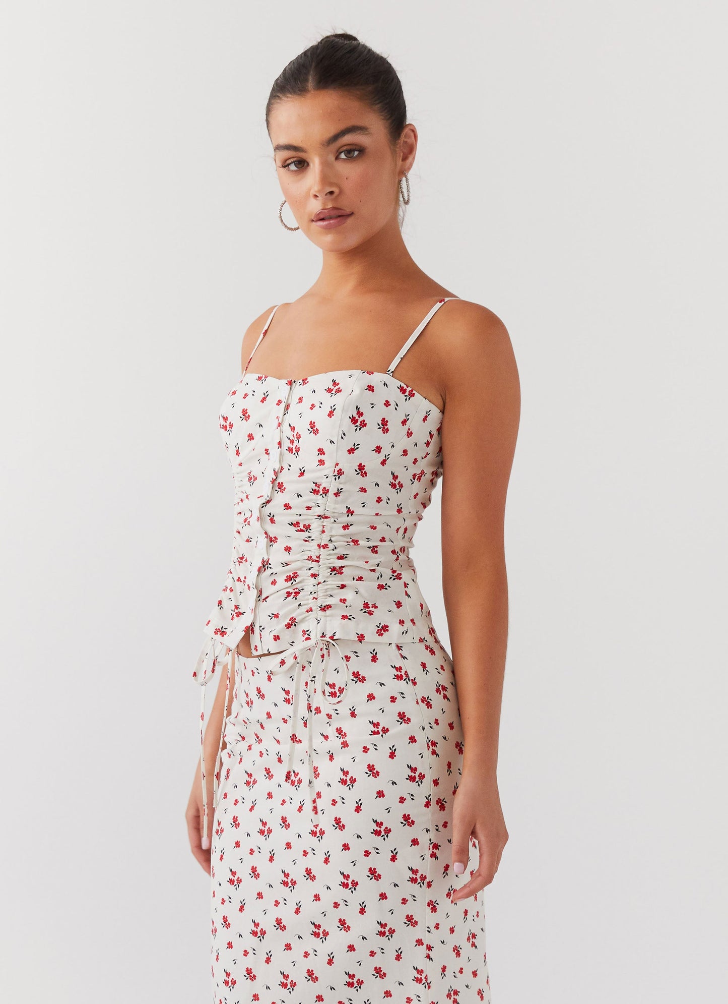 Ariana Linen Bustier Top - Poppy Floral