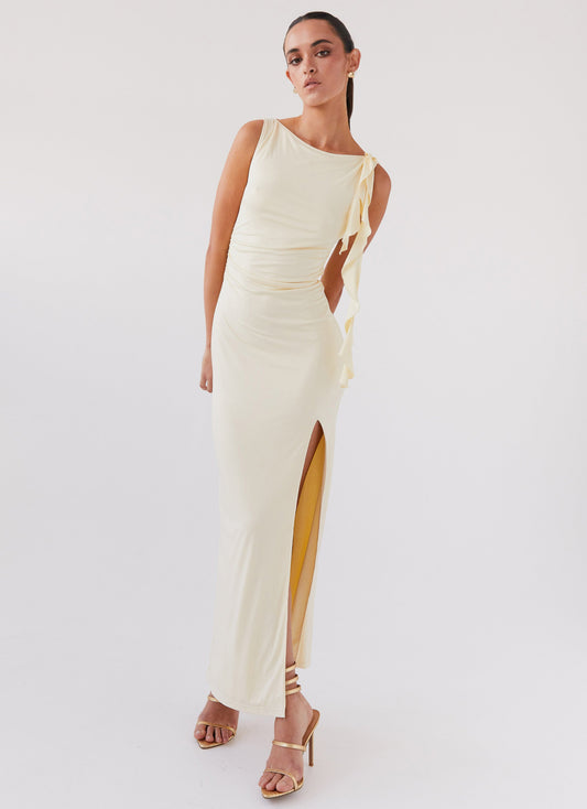 Stay With Me Frill Maxi Dress - Buttercream