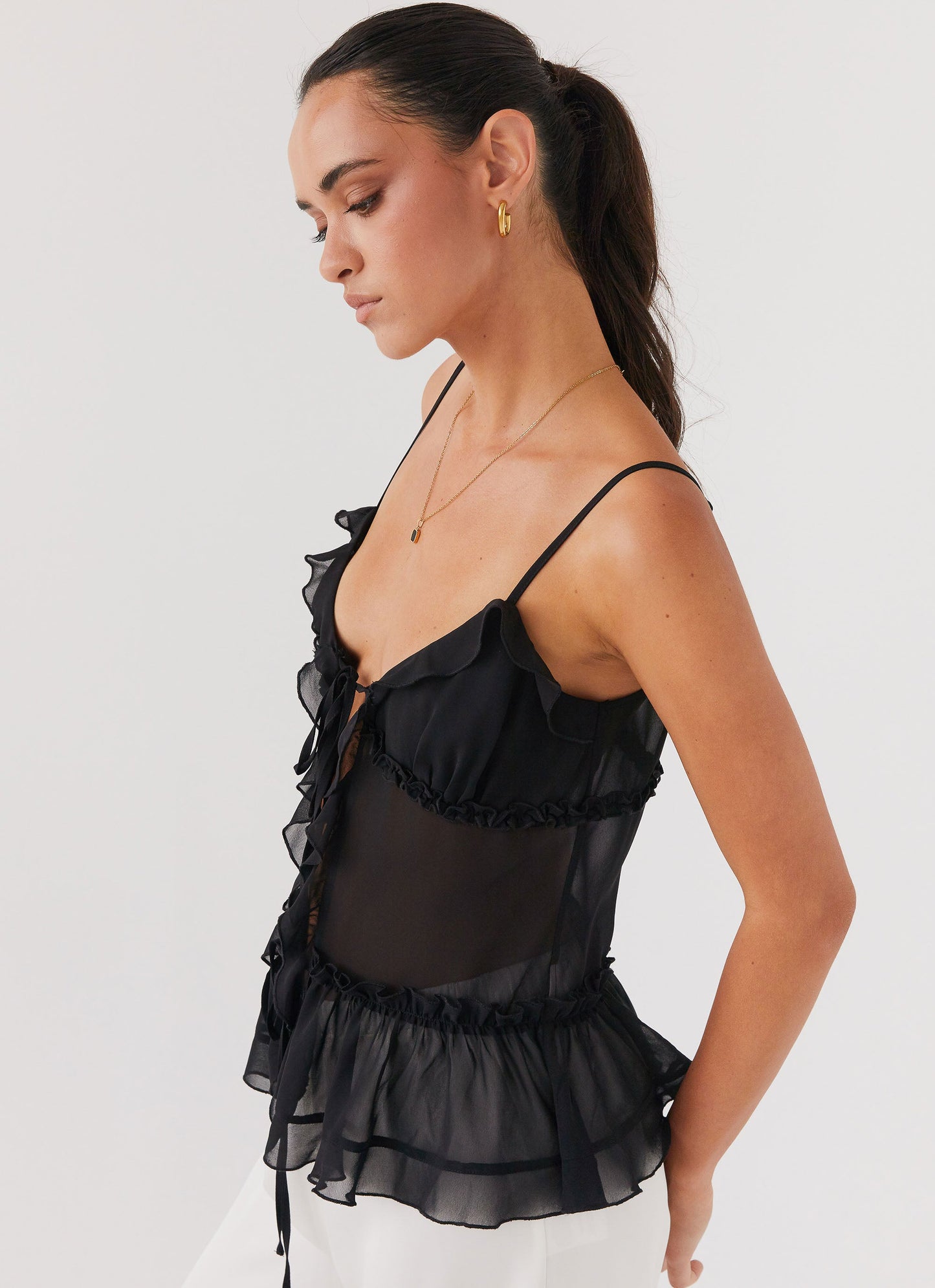 Got It Bad Frill Cami Top - Black
