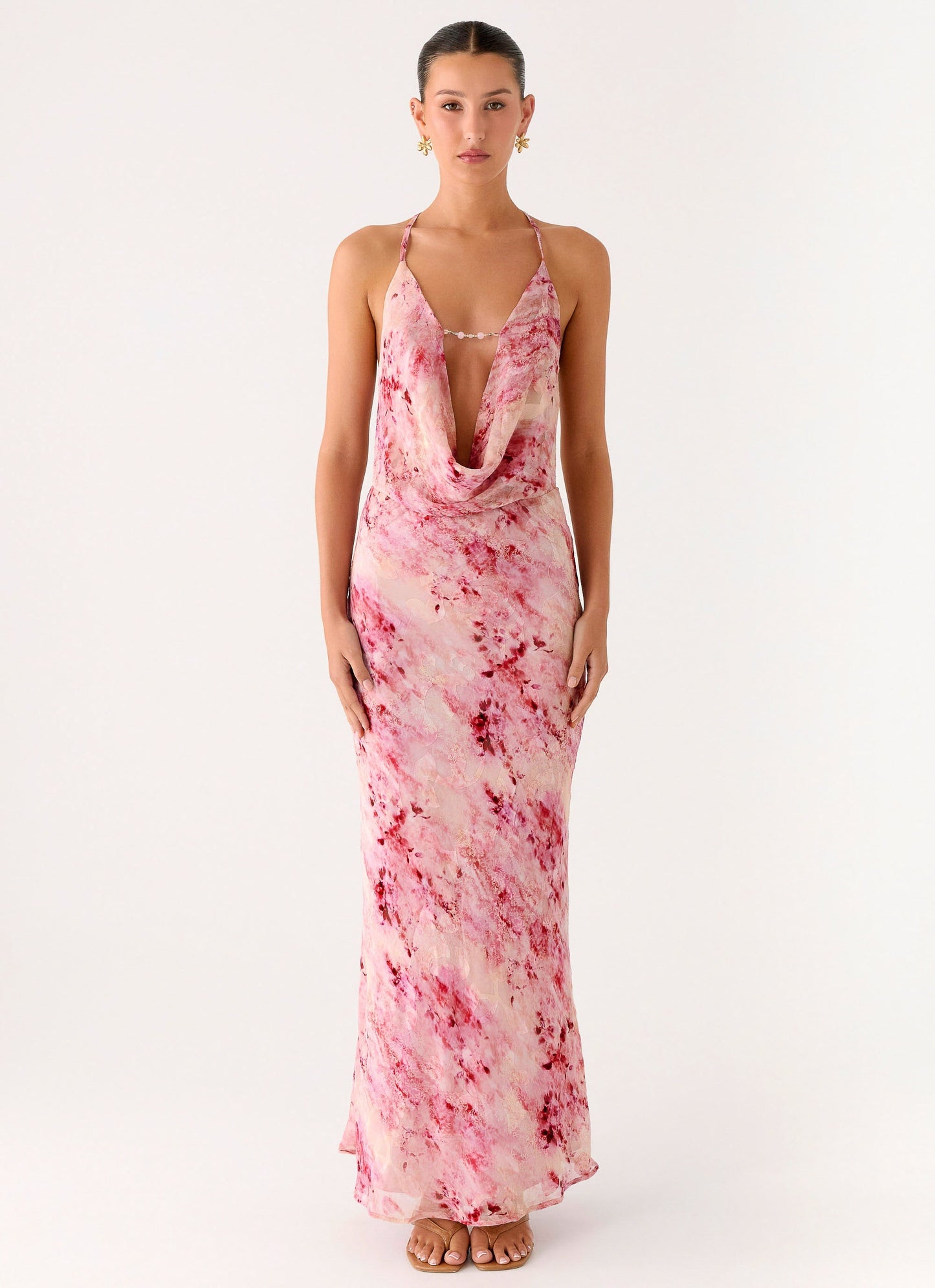 Pure Heart Cowl Maxi Dress - Pink