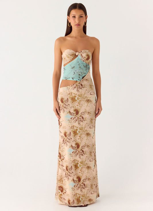 React Strapless Maxi Dress - Desert Blur