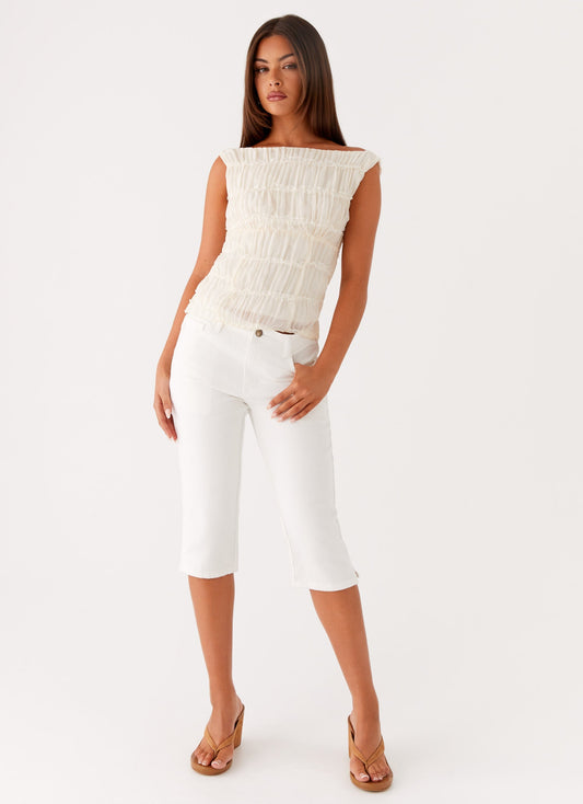 Rocco Denim Capri Pants - Off White