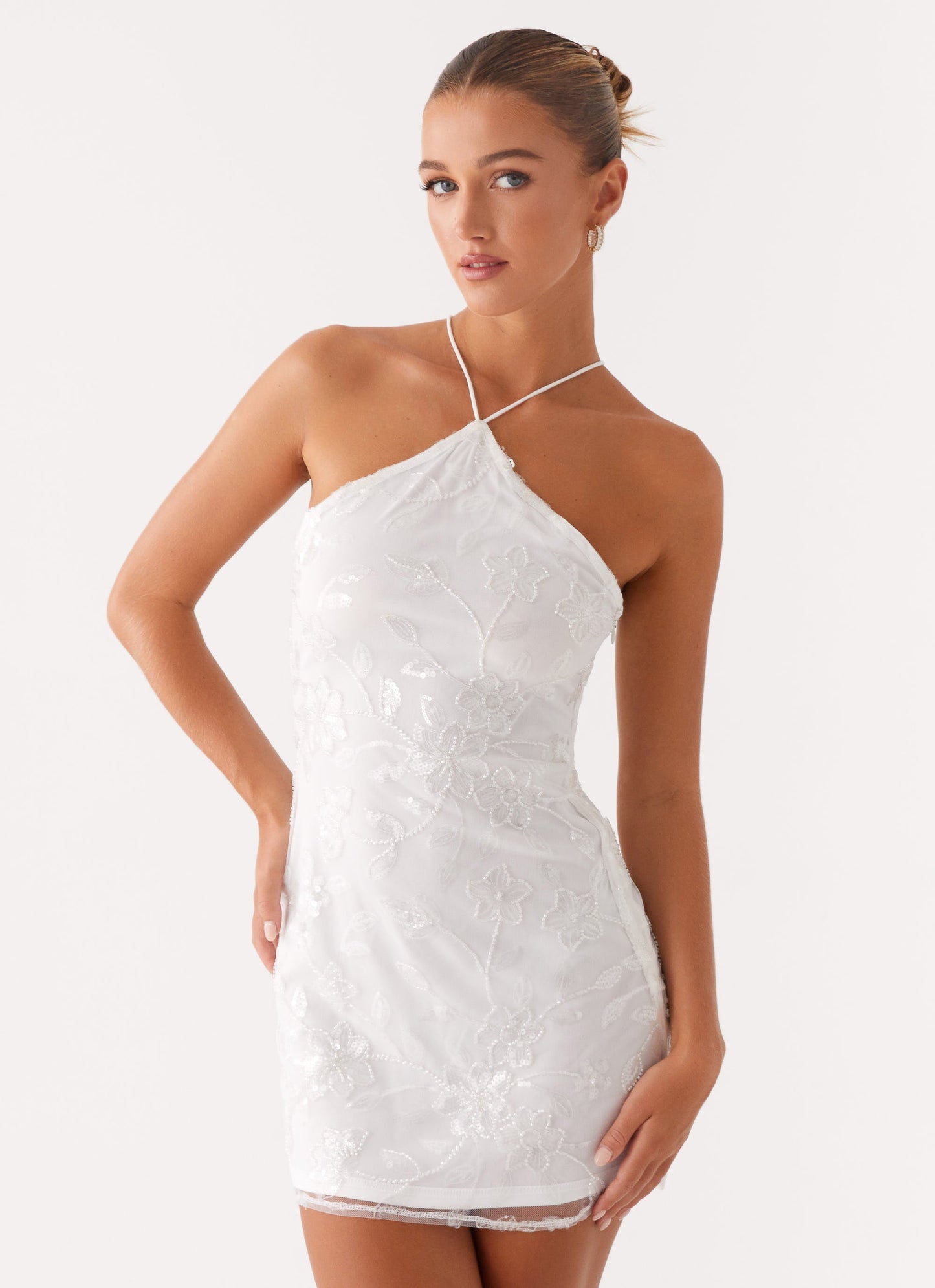 Rumi Beaded Mini Dress - White