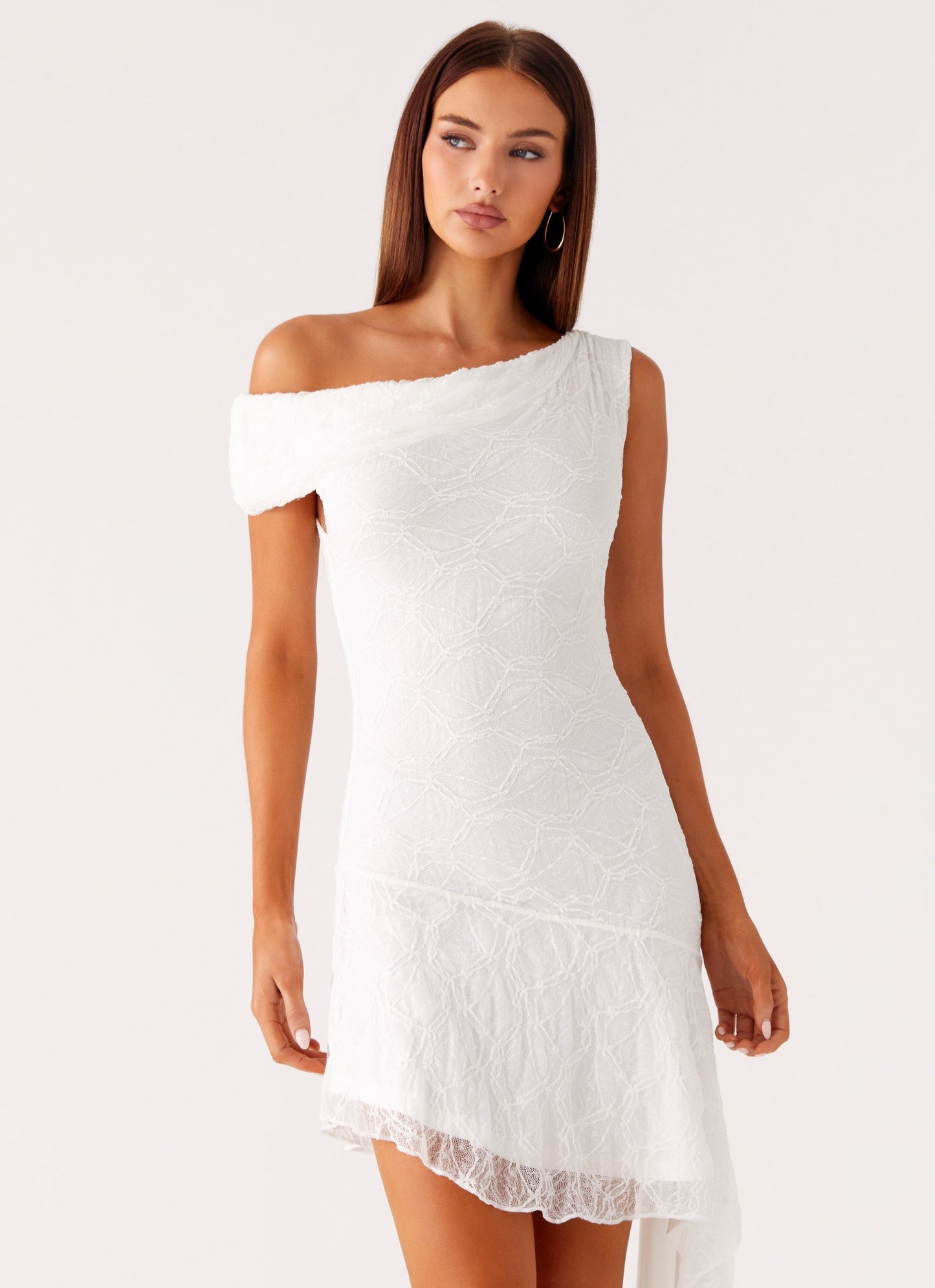 Rylee One Shoulder Midi Dress - White