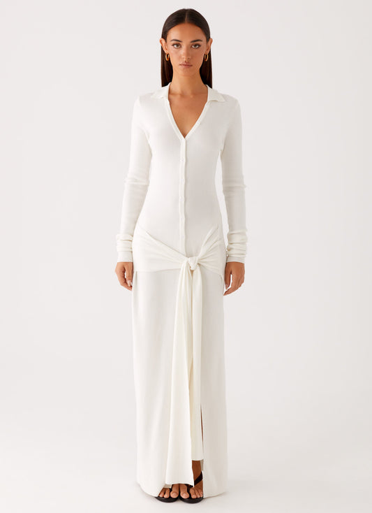 Sabetha Knit Maxi Dress - White