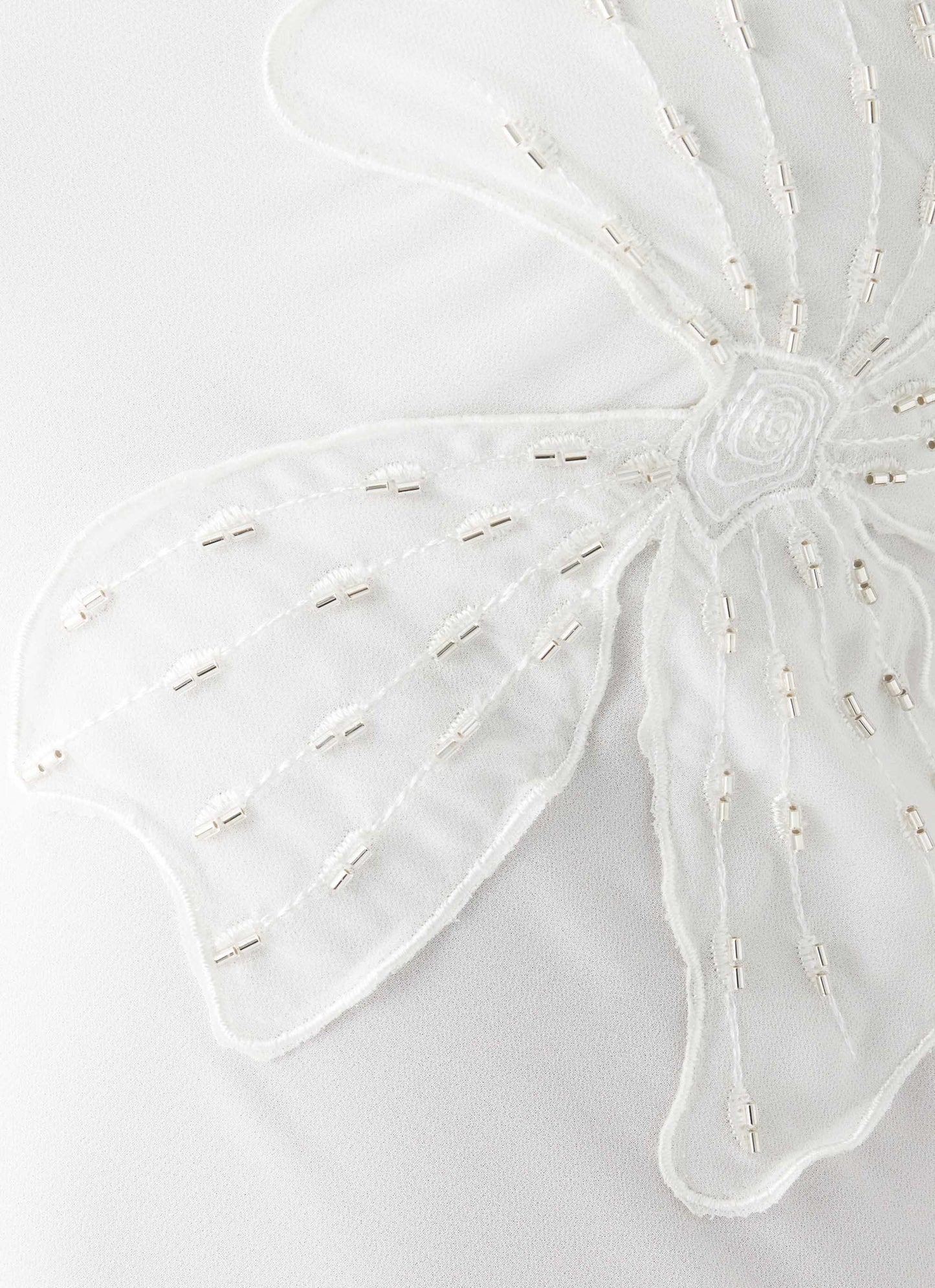 Sassafras Beaded Flower Strapless Maxi Dress - White